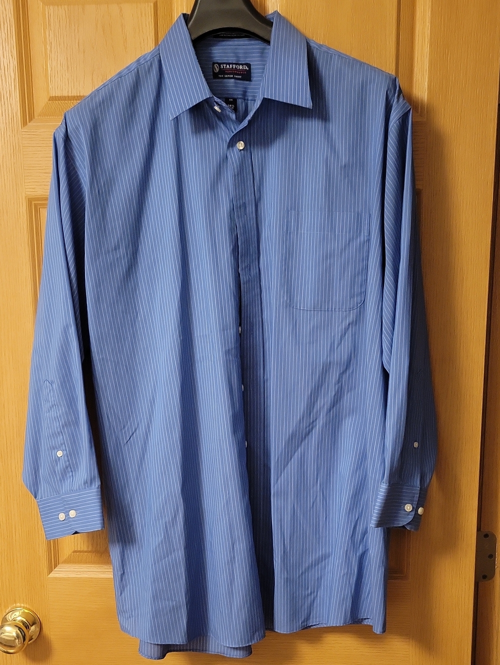 Stafford Blue Pinstripe Long-Sleeve Dress Shirt